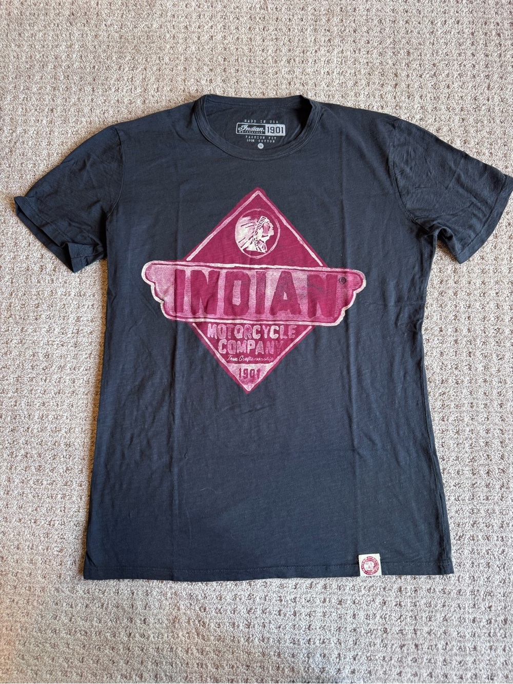 Indian Motorcycle Company Men’s Short Sleeve Tee - Black with Burgundy Logo